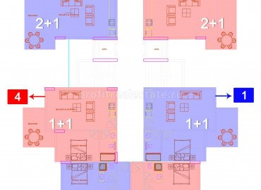 Новые квартиры 1+1, 2+1, 4+1 на первой линии в Алании, Махмутлар, 60-250 кв.м. ID-1970 фото-24