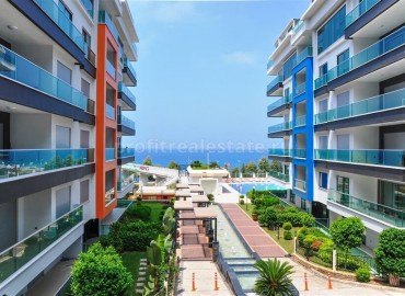 Шикарные двухкомнатные апартаменты 110 кв м, в элитном комплексе с видом на море, района Каргыджак, Алания ID-4208 фото-2